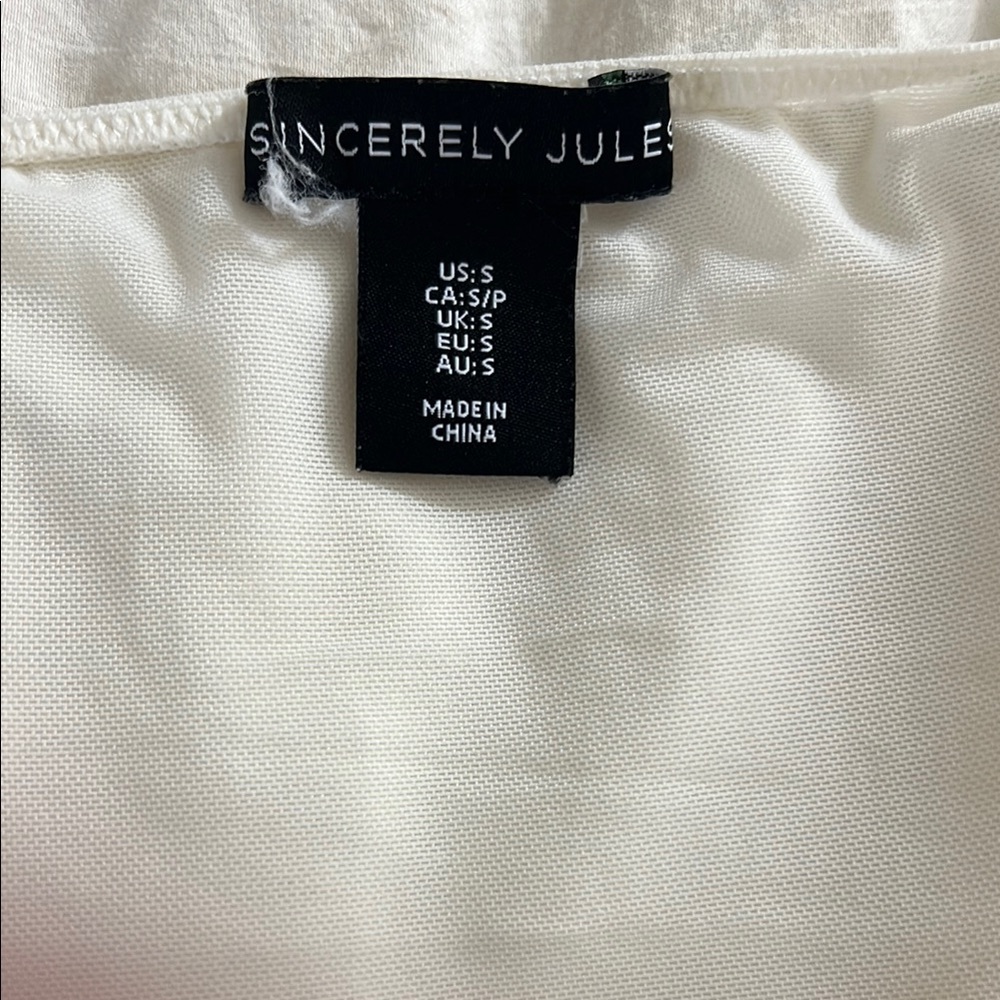 Sincerely Jules Off-White Sheer and Lace Long Sleeve Top - Picture 2 of 4